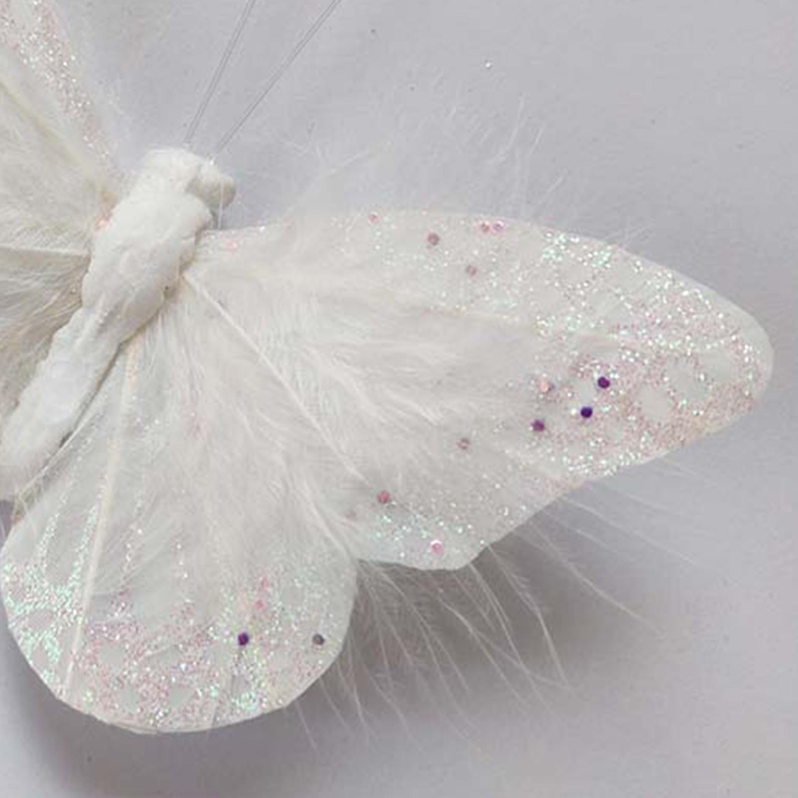 10pcs Simulated Butterfly Wall Hanging White Butterflies Decorative  Ornament for 4.5cm